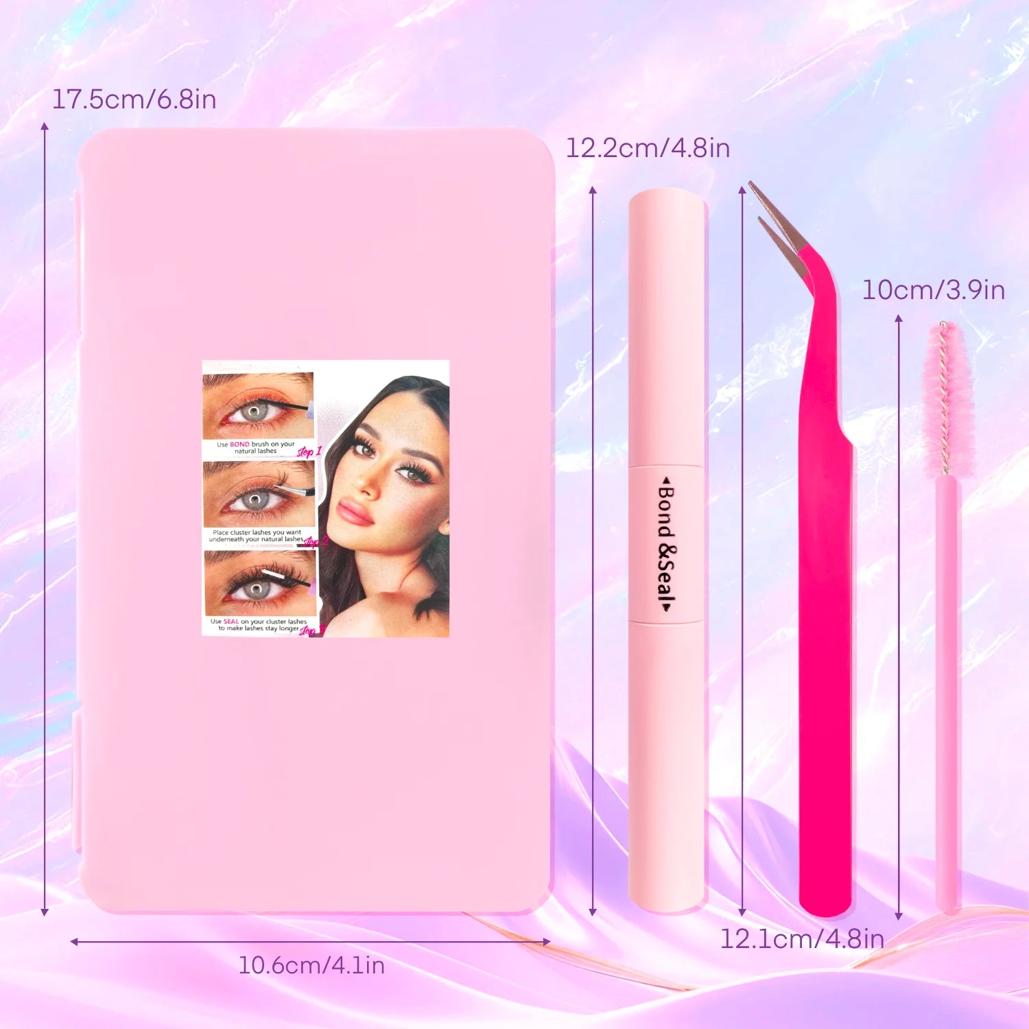 Eyelash Extension Kit with Lash Bond and Seal Lash Tweezers Thick Lash Clusters Wispy