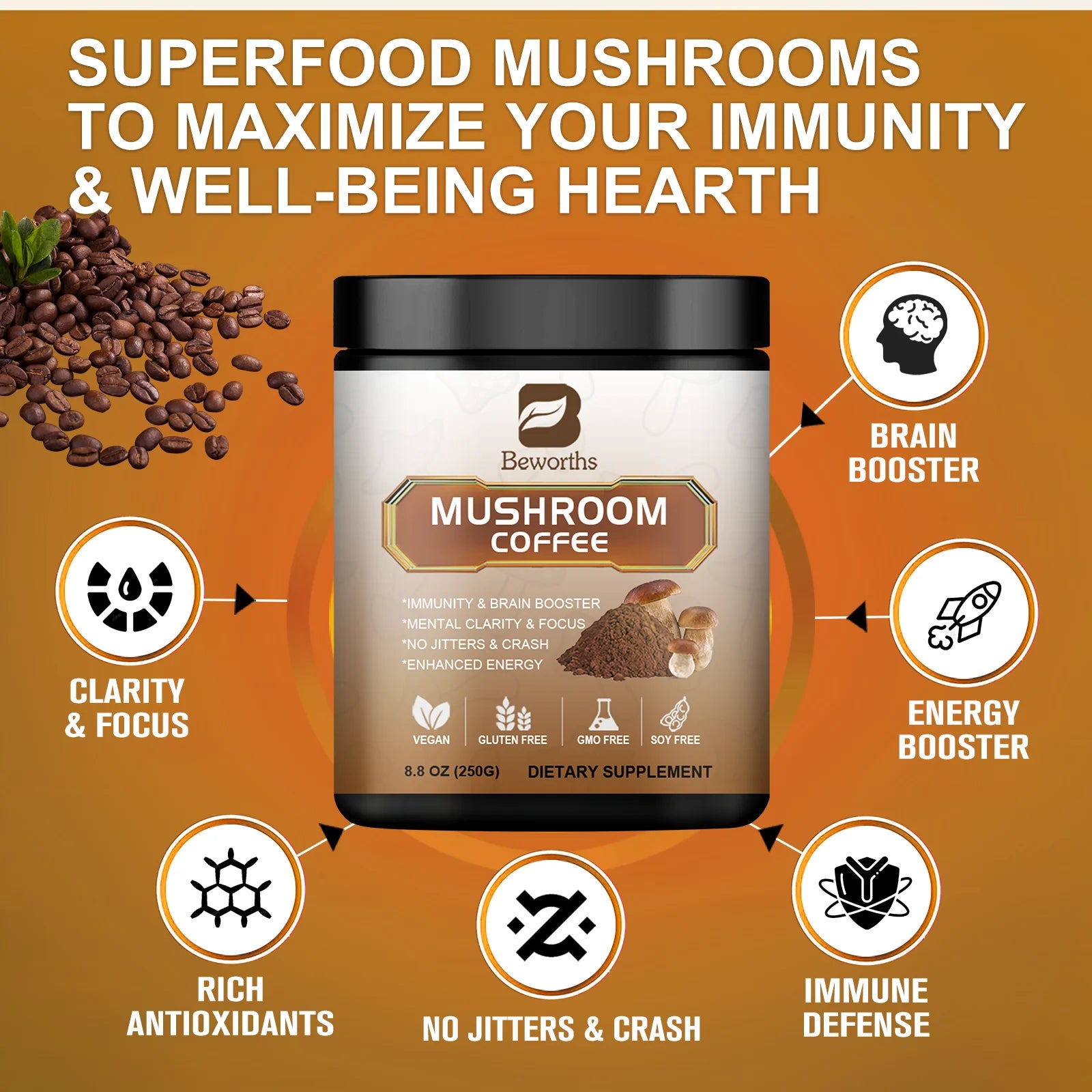 Mushroom Coffee for Energy & Immune Support – Natural Focus, Wellness & Daily Vitality Blend