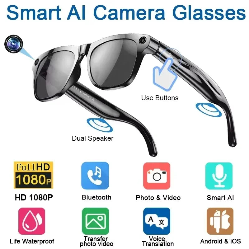 Lenovo 8K AI Smart Glasses - With Chat Gpt Touch-1200mp Camera- Music Player Bluetooth