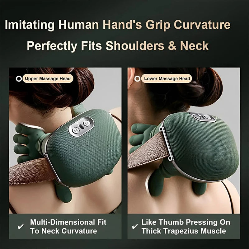 Electric Neck Massager Pillow – Deep Tissue Shiatsu Massage Pillow with Heat Therapy for Neck, Shoulder & Back Pain Relief