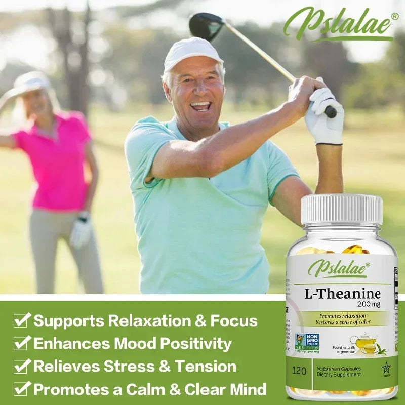 L-Theanine Capsules – Dietary Supplement for Stress Relief, Calm Mood Support & Improved Focus and Concentration