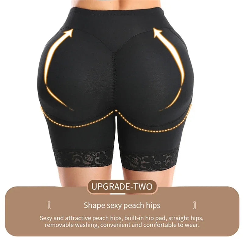 Curva Lift Shapewear Shorts for tummy control and body shaping with peach hip padding.