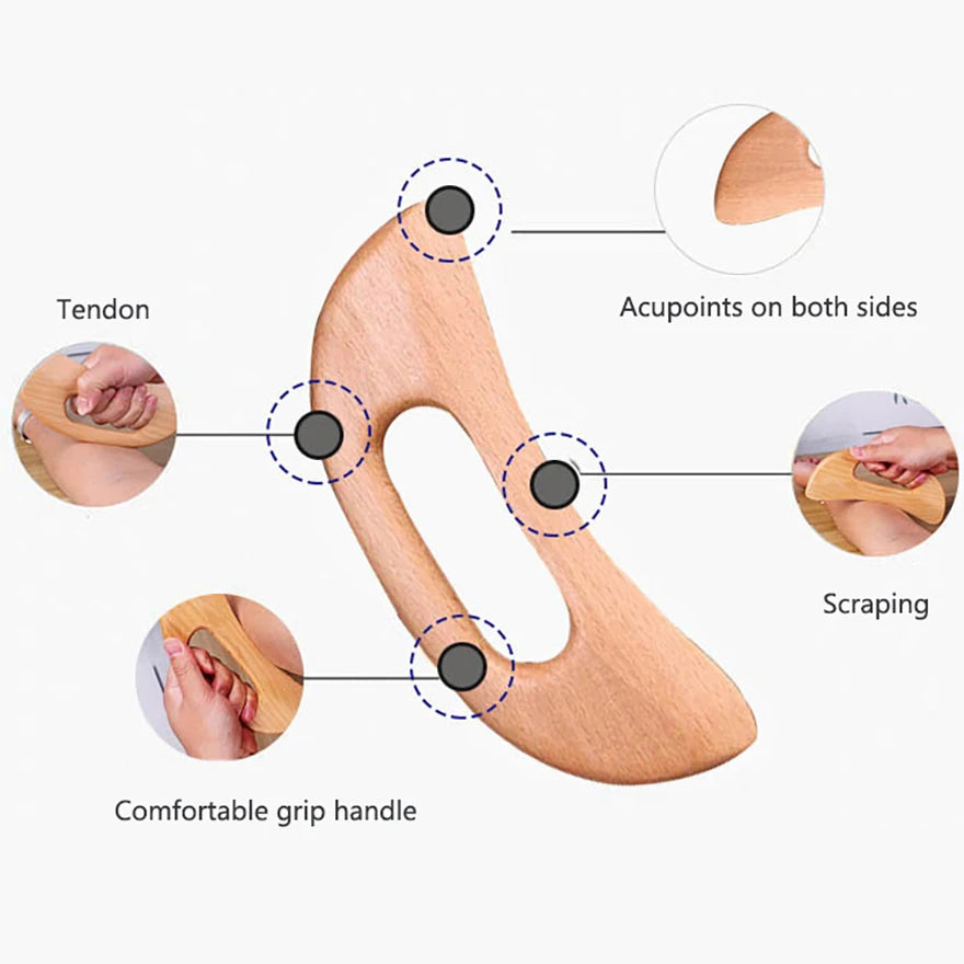 Wooden Body Massage Guasha – Natural Muscle Scraping Tool for Deep Tissue Massage, Relaxation &amp; Body Sculpting