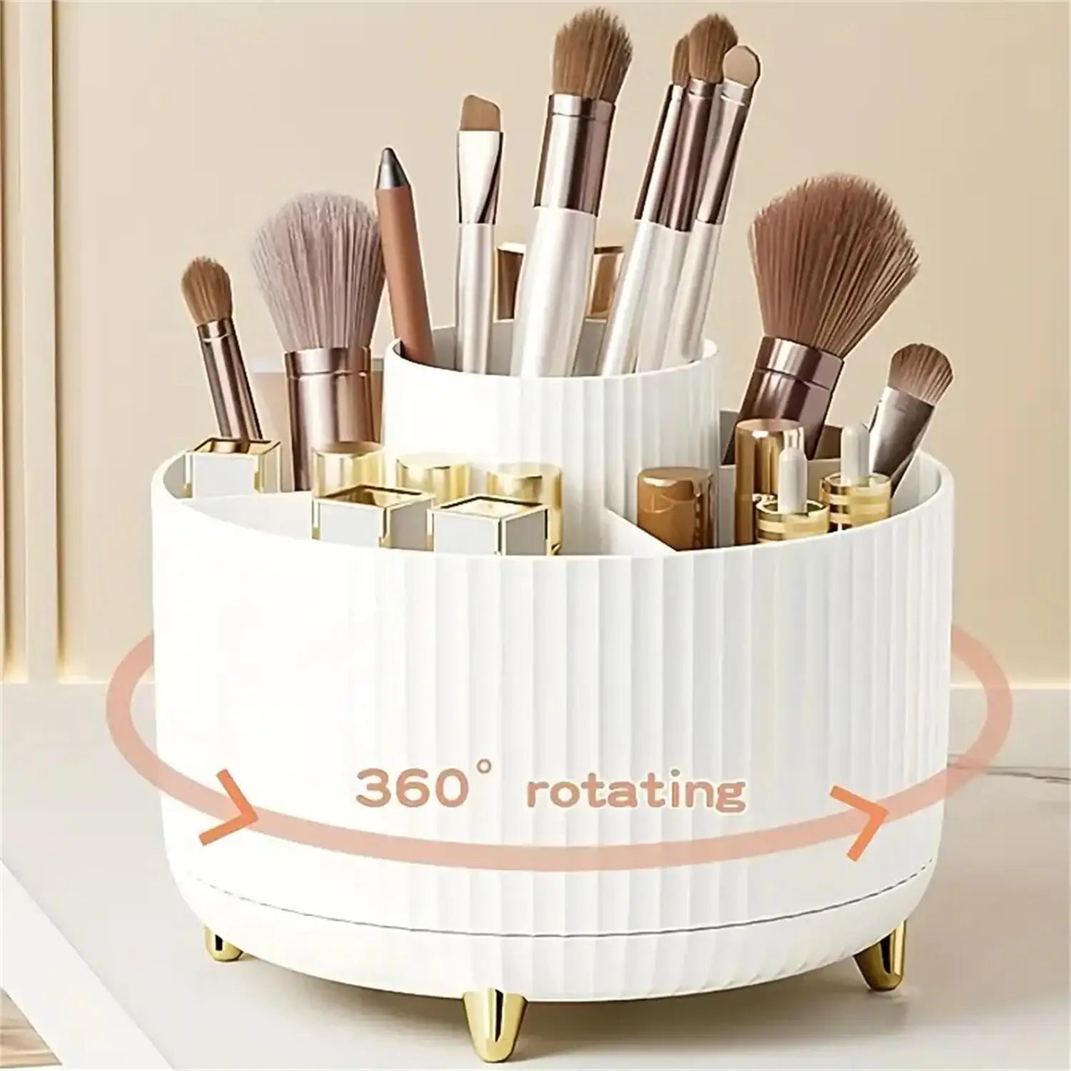 Glow Spin 360° Makeup Organizer – Rotating Cosmetic Storage Case for Vanity &amp; Skincare