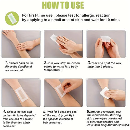 Double-Sided Cold Wax Hair Removal Strips (10/20 PCS)