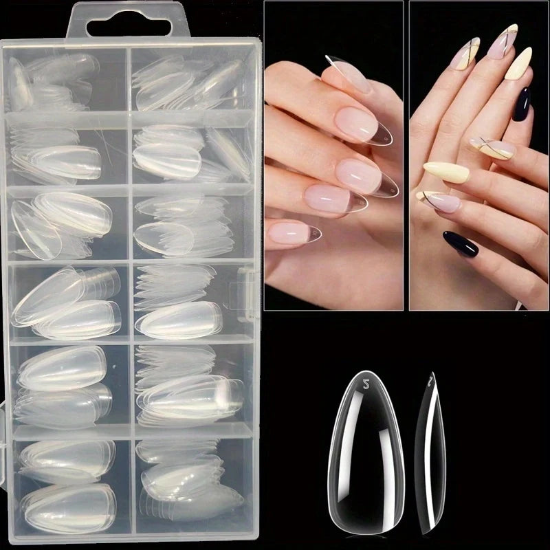 120 Pieces of Transparent Style Boxed Nails, 12 Sizes Full Coverage Acrylic Pressure-Stick Nails.