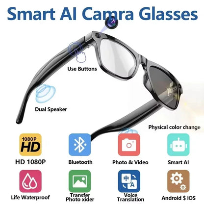 Lenovo 8K AI Smart Glasses - With Chat Gpt Touch-1200mp Camera- Music Player Bluetooth