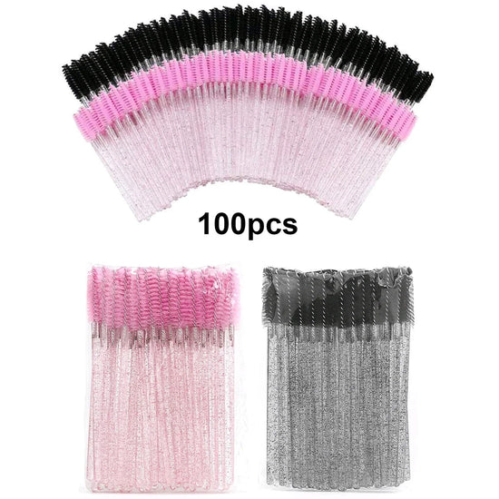 100PCS Disposable Eyelash Brushes – Mascara Wands for Lash Extensions & Eyebrow Grooming