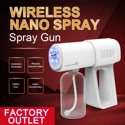 Nano Spray Gun Sanitizer Sprayer – USB Rechargeable Handheld Disinfection Mist Sprayer for Home, Office &amp; Travel