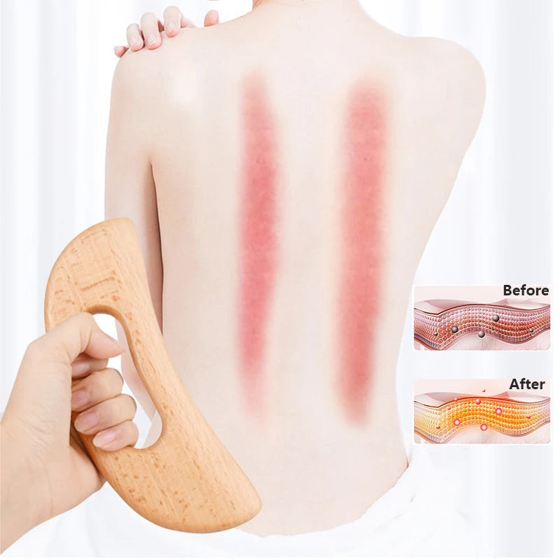 Wooden Body Massage Guasha – Natural Muscle Scraping Tool for Deep Tissue Massage, Relaxation &amp; Body Sculpting