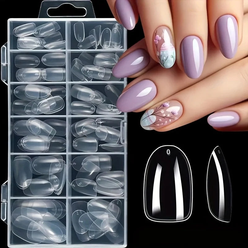 120 Pieces of Transparent Style Boxed Nails, 12 Sizes Full Coverage Acrylic Pressure-Stick Nails.