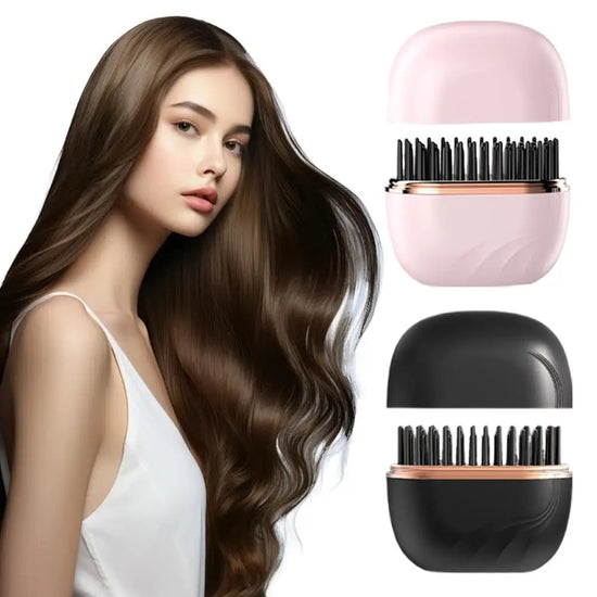 Straight Ease Mini Straightening Brush – Portable Hair Straightener Brush for Smooth Styling