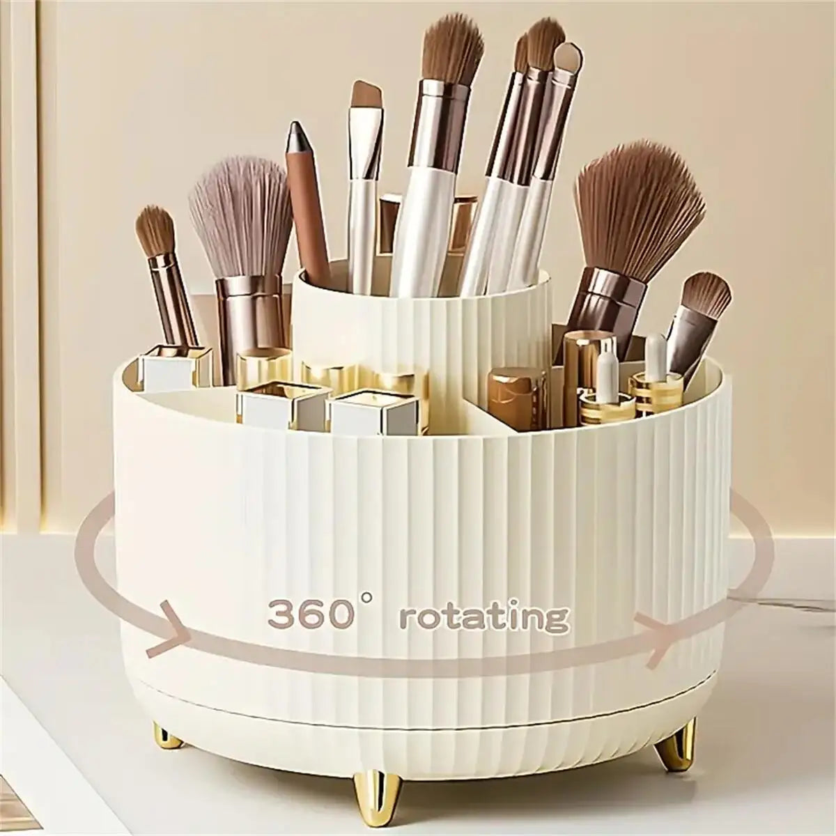 Glow Spin 360° Makeup Organizer – Rotating Cosmetic Storage Case for Vanity &amp; Skincare
