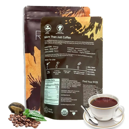 Organic Mushroom Coffee - Supports Immune, Focus, Concentration, Stress, Digestion &amp; Energy - 180 G