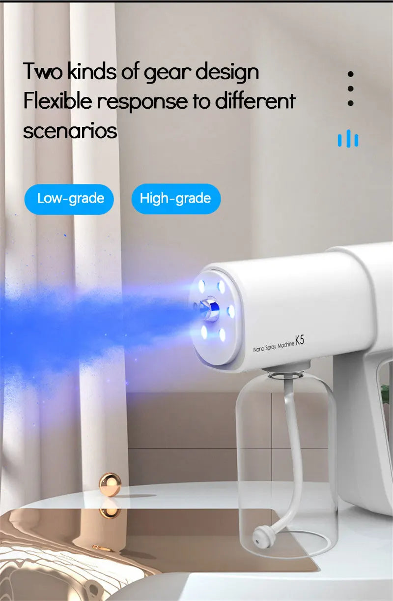 Nano Spray Gun Sanitizer Sprayer – USB Rechargeable Handheld Disinfection Mist Sprayer for Home, Office &amp; Travel
