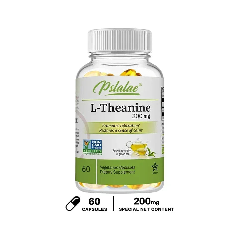 L-Theanine Capsules - Dietary Supplement To Relieve Stress, Support Healthy Mood and Improve Concentration