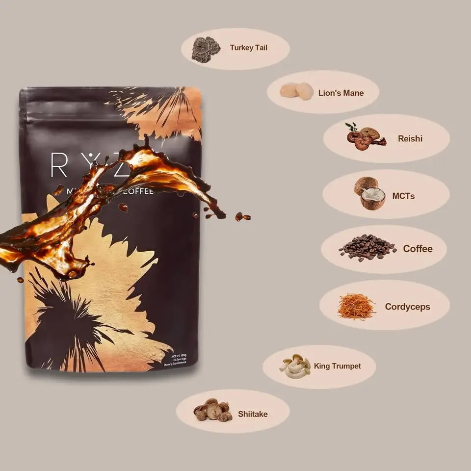 Organic Mushroom Coffee - Supports Immune, Focus, Concentration, Stress, Digestion & Energy - 180 G