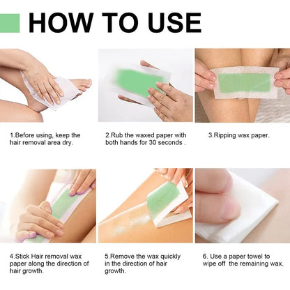 20stick Professional Hair Removal Wax Strips for Summer Depilation Double Sided Cold Wax Paper for Leg Body Face