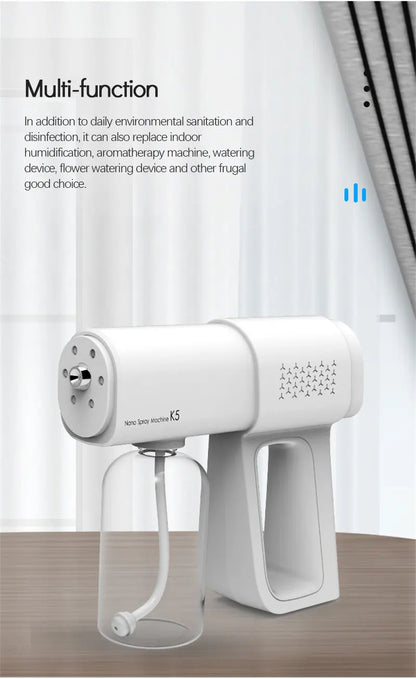 Nano Spray Gun Sanitizer Sprayer – USB Rechargeable Handheld Disinfection Mist Sprayer for Home, Office &amp; Travel