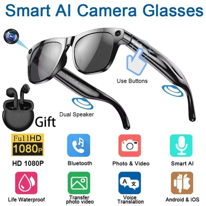 Lenovo 8K AI Smart Glasses - With Chat Gpt Touch-1200mp Camera- Music Player Bluetooth