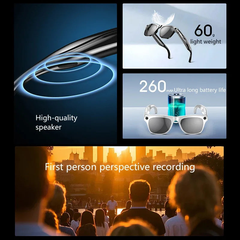 Lenovo 8K AI Smart Glasses - With Chat Gpt Touch-1200mp Camera- Music Player Bluetooth