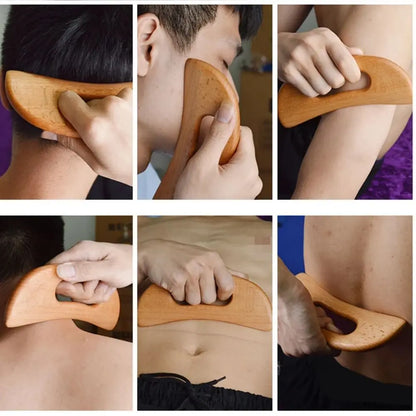 Wooden Body Massage Guasha – Natural Muscle Scraping Tool for Deep Tissue Massage, Relaxation &amp; Body Sculpting