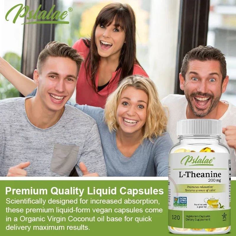 L-Theanine Capsules - Dietary Supplement To Relieve Stress, Support Healthy Mood and Improve Concentration