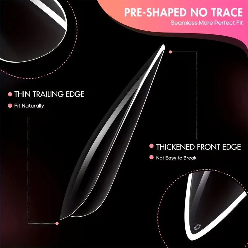 120 Pieces of Transparent Style Boxed Nails, 12 Sizes Full Coverage Acrylic Pressure-Stick Nails.