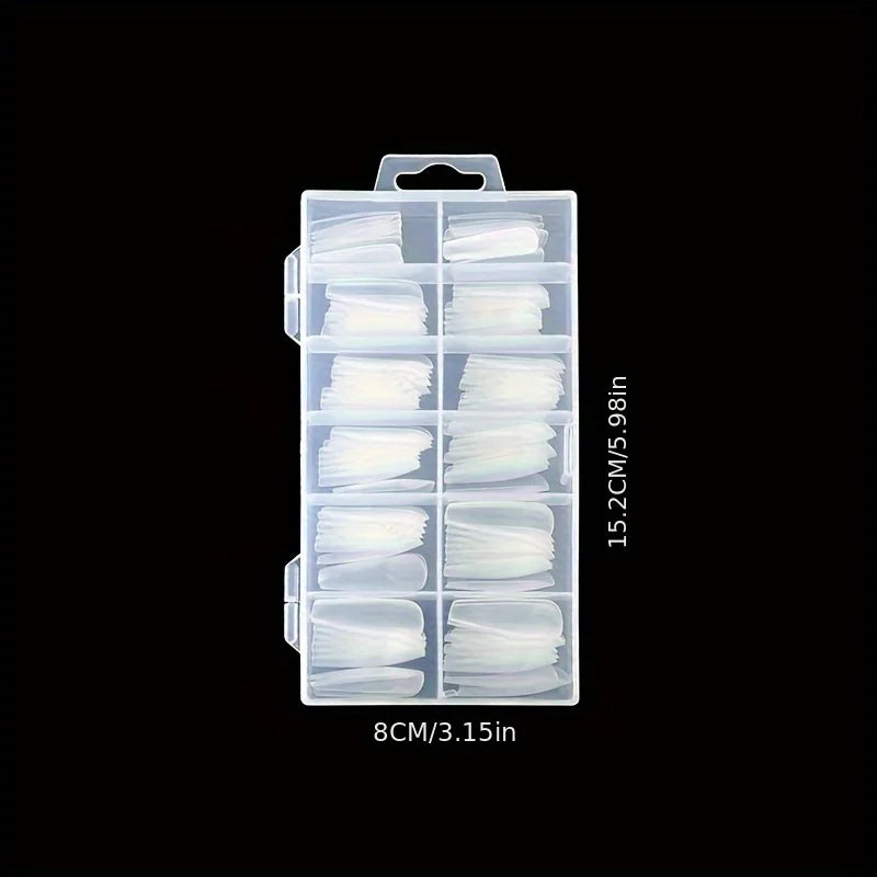 120 Pieces of Transparent Style Boxed Nails, 12 Sizes Full Coverage Acrylic Pressure-Stick Nails.
