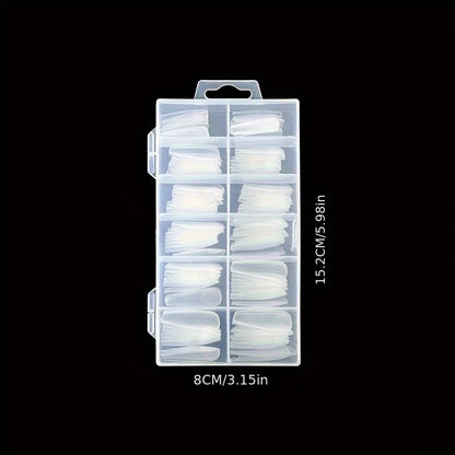 120 Pieces of Transparent Style Boxed Nails, 12 Sizes Full Coverage Acrylic Pressure-Stick Nails.