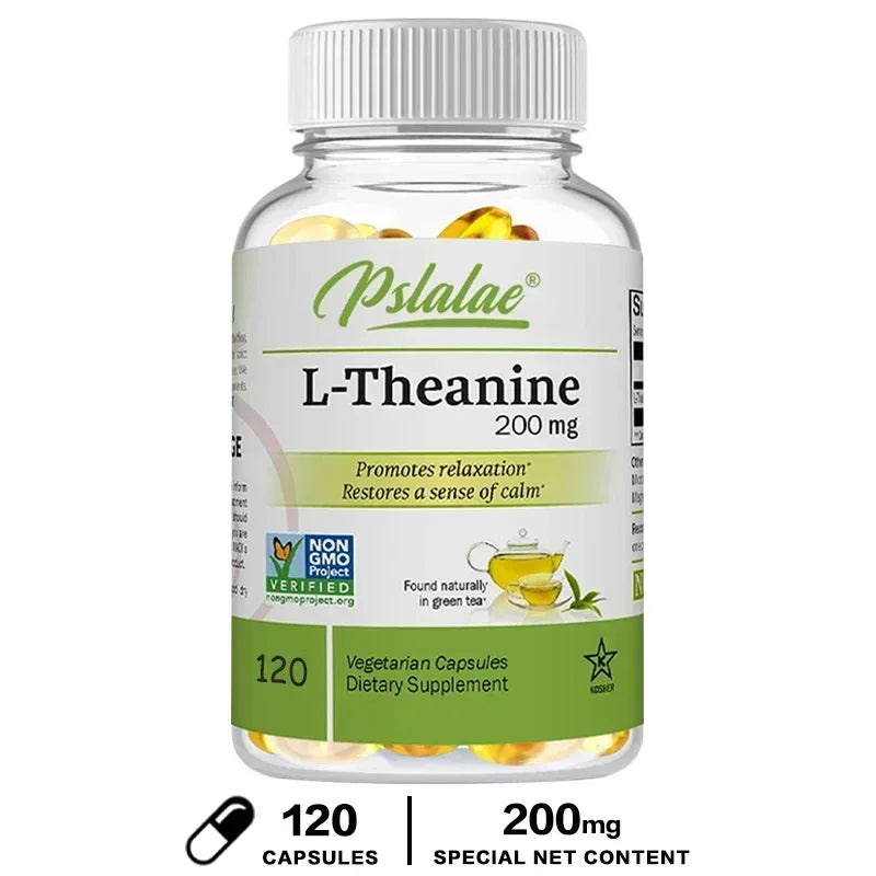 L-Theanine Capsules - Dietary Supplement To Relieve Stress, Support Healthy Mood and Improve Concentration