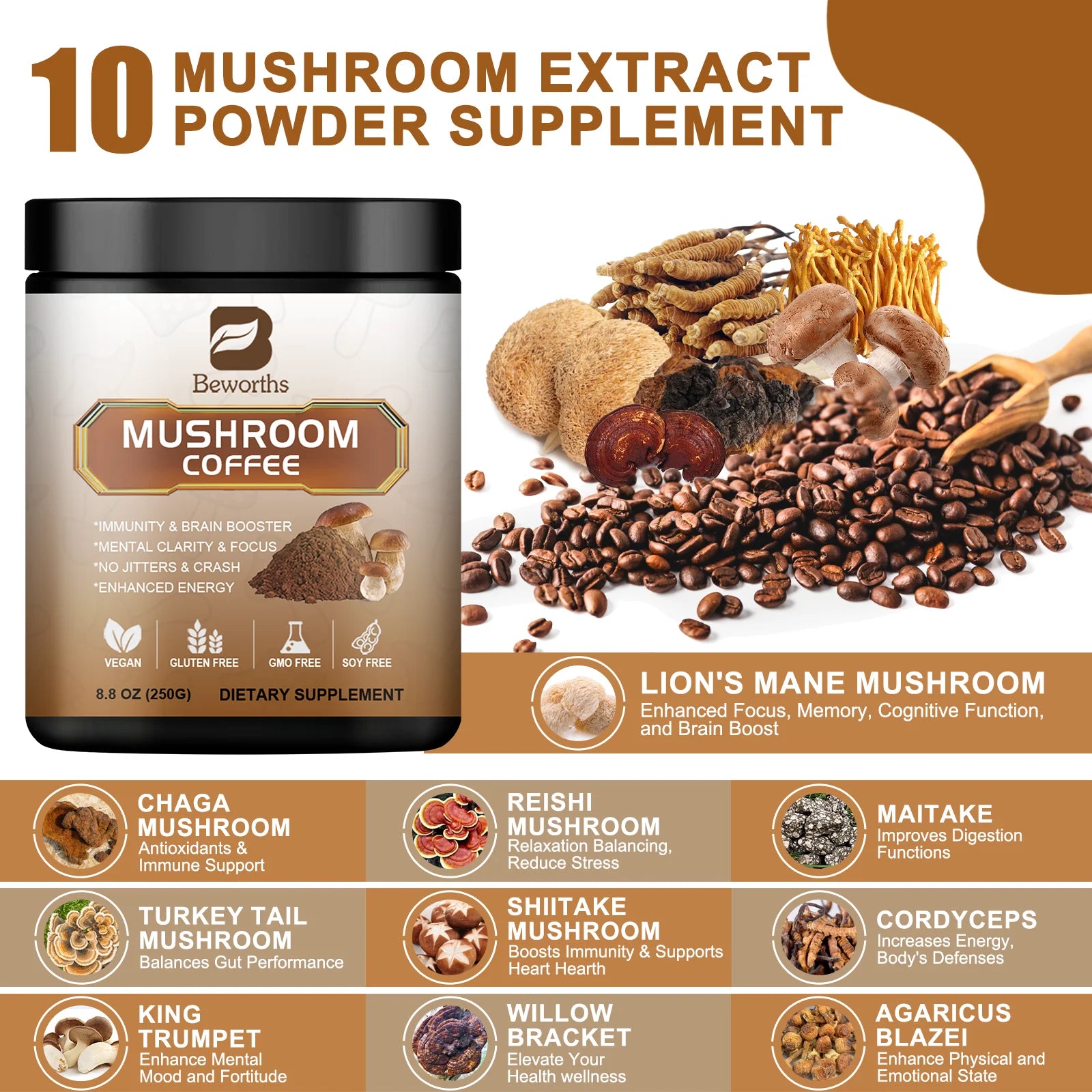 Mushroom Coffee for energy and immune support