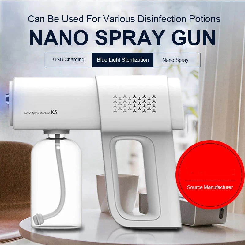 Nano Spray Gun Sanitizer Sprayer – USB Rechargeable Handheld Disinfection Mist Sprayer for Home, Office &amp; Travel