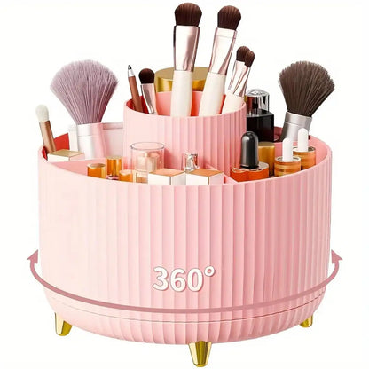 Glow Spin 360° Makeup Organizer – Rotating Cosmetic Storage Case for Vanity &amp; Skincare