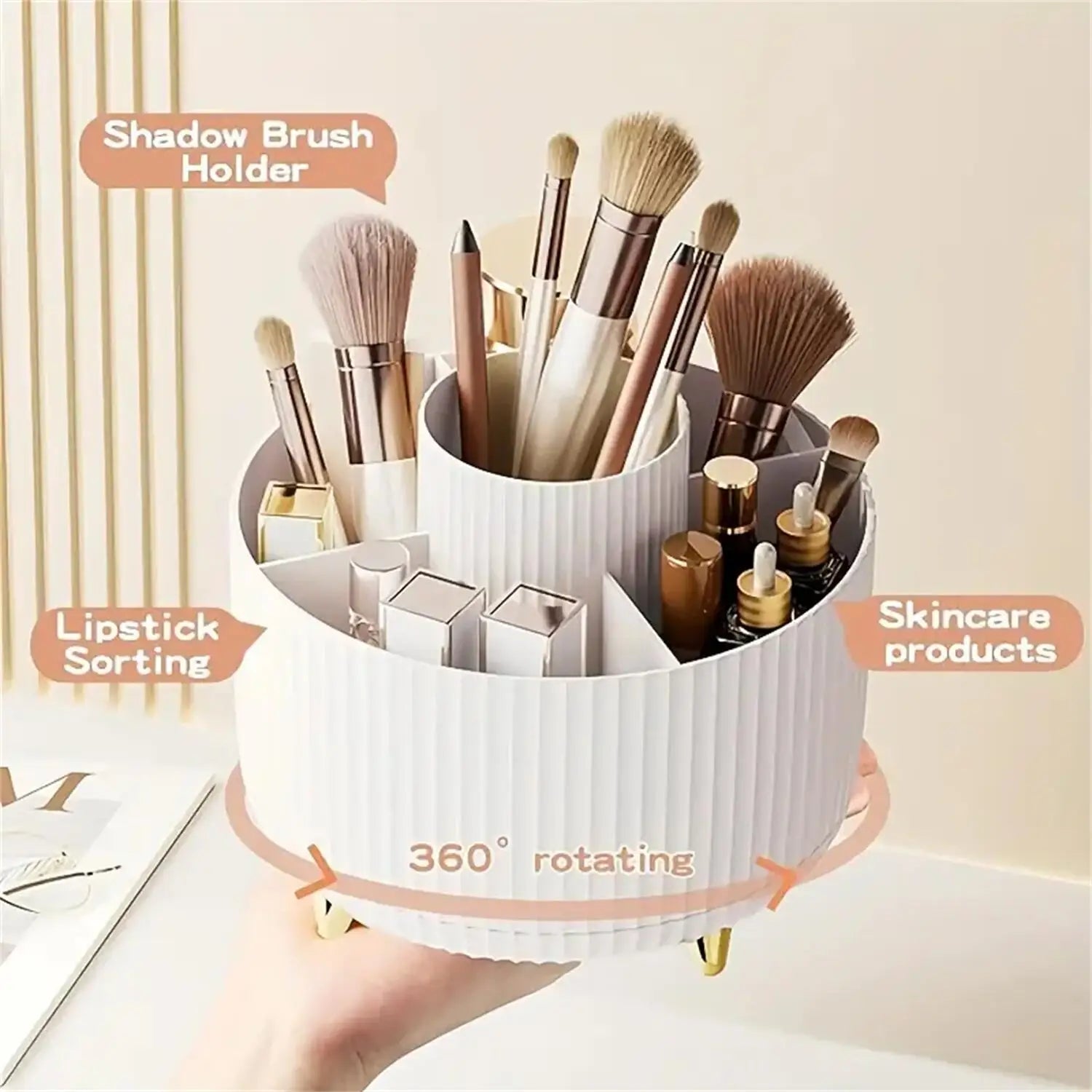 Glow Spin 360° Makeup Organizer – Rotating Cosmetic Storage Case for Vanity &amp; Skincare