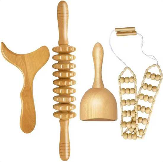 Wooden Anti-Cellulite Hand Massage Roller Set – Natural Body Sculpting & Lymphatic Drainage Massage Tools (Multiple Options)